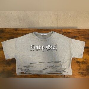 Gray crop top with Graphic Design